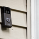A Ring doorbell camera is seen installed at a home in Wolcott, Conn.